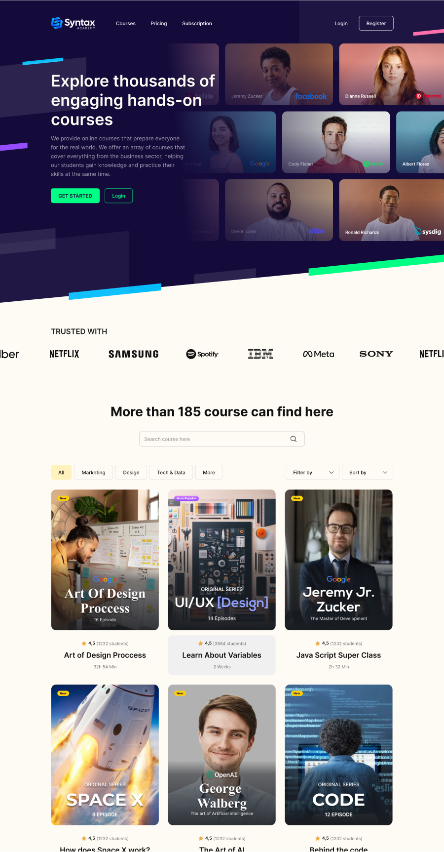 Project Pixelz Studio Introduction landing pages of Syntaxtech 