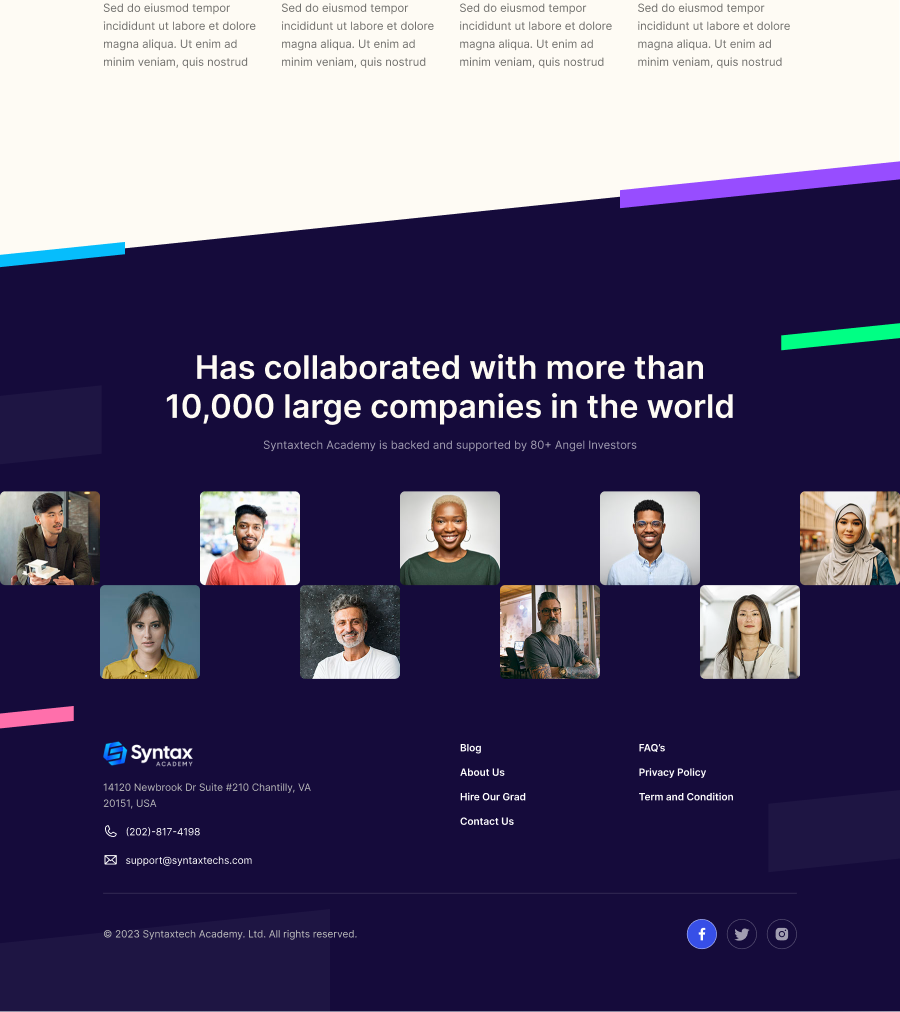 Project Pixelz Studio Introduction landing pages of Syntaxtech 