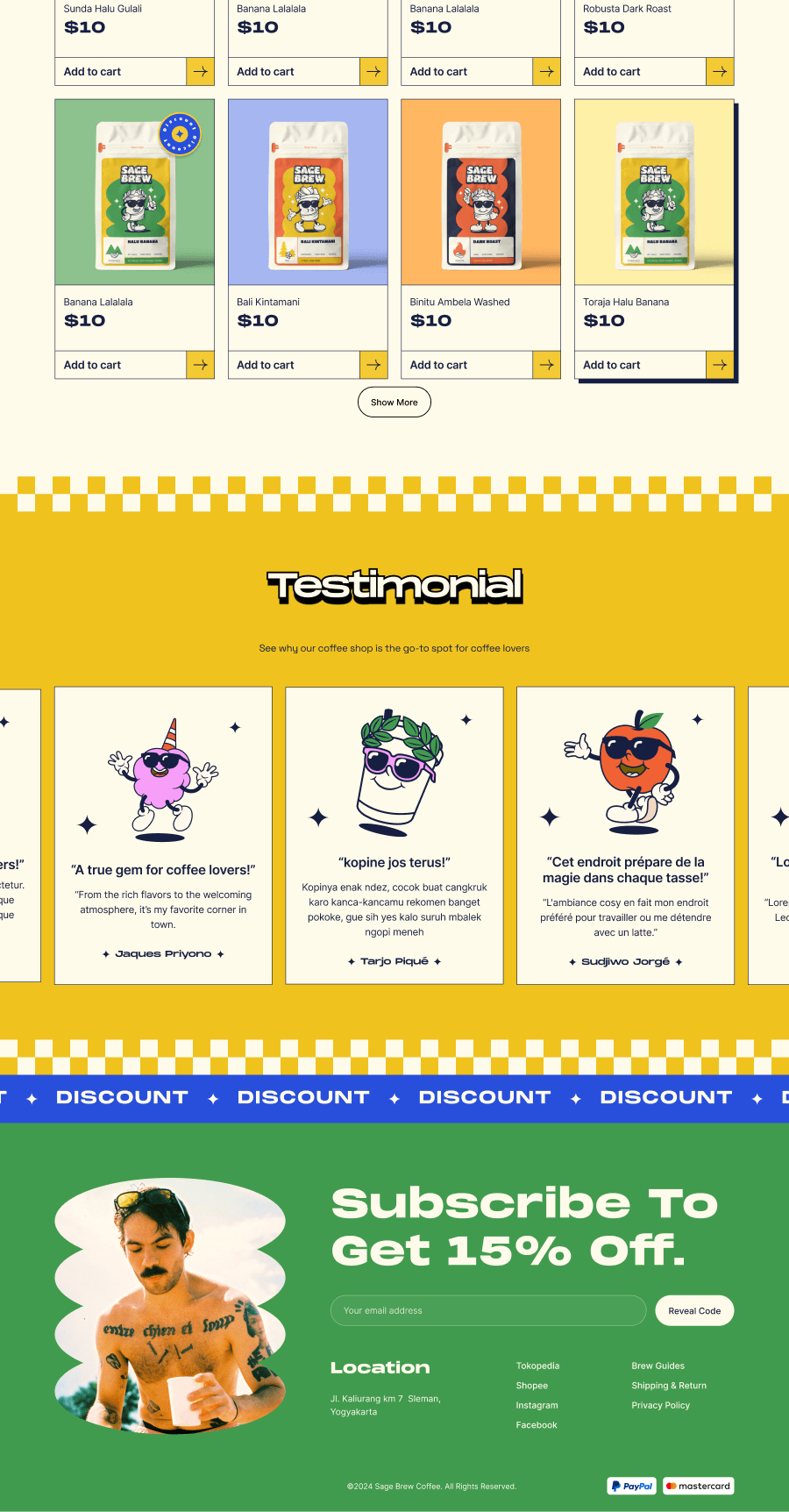 Project Pixelz Studio Introduction landing pages of Sagebrew Coffee 